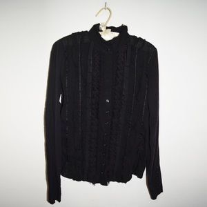 Hugo Boss Medium Black Ruffled Shirt